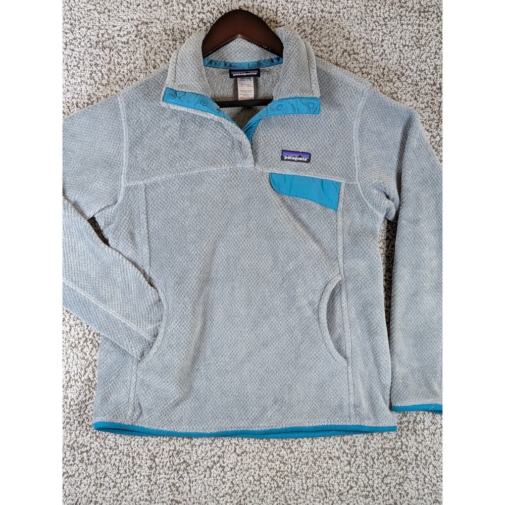 Patagonia Snap-T Fleece Jacket Womens Medium Gray Sweater Mock Neck Read Desc.